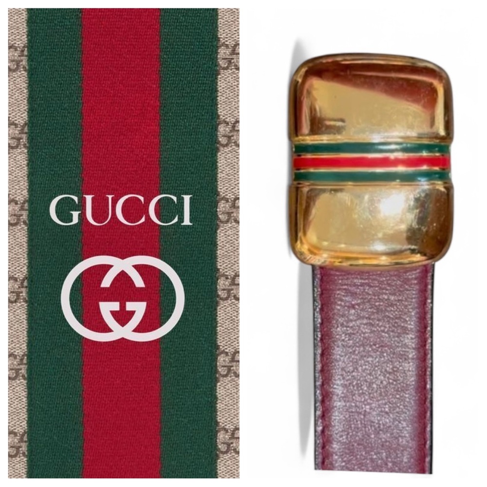 GUCCI Vintage Red Leather Belt, 1979, Size Small - Picture 5 of 12